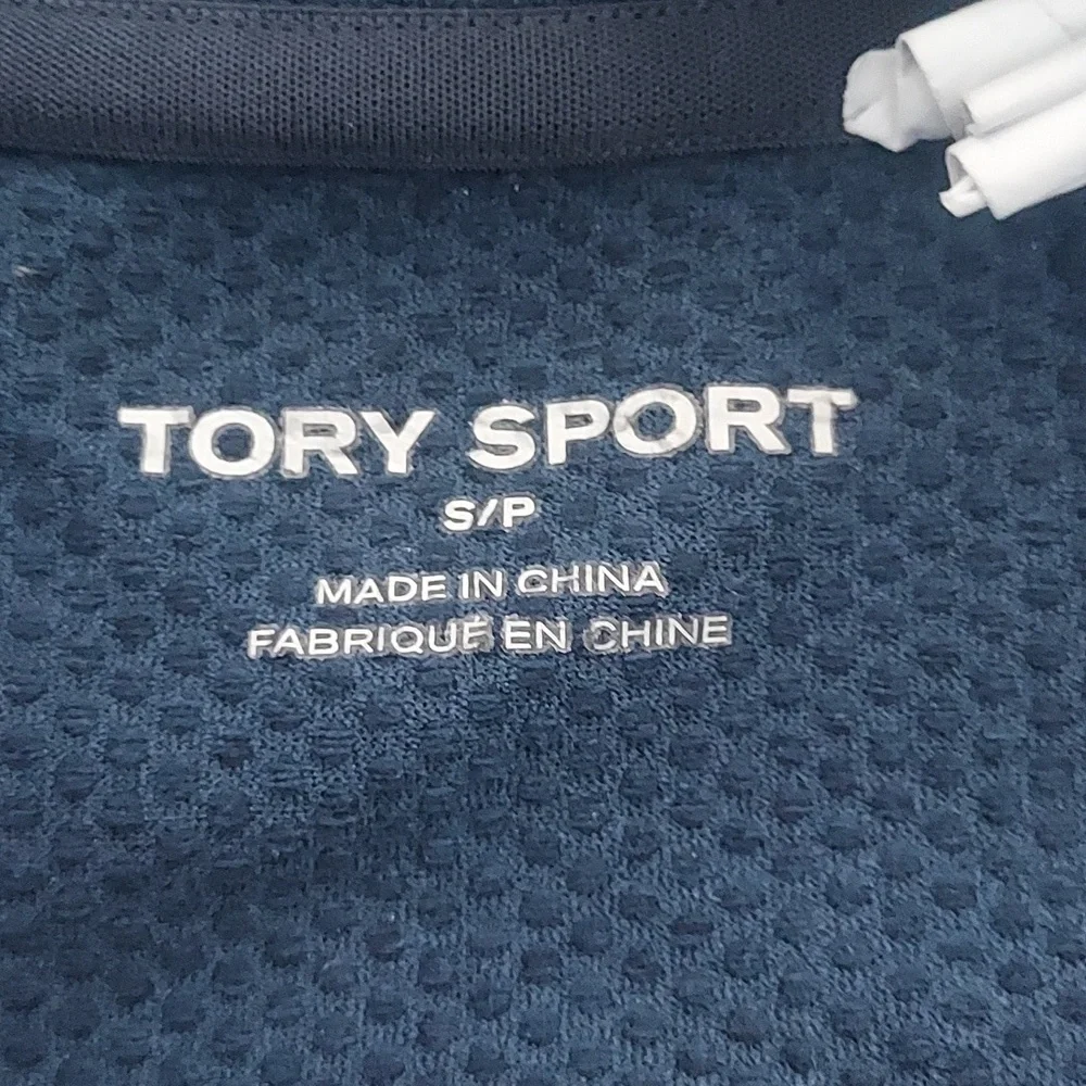 Tory Burch Sport Quarter Zip Navy Pullover Long Sleeve NWOT Active Athletic